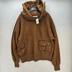 MNML MEN'S SMALL BROWN VINTAGE CARGO POCKET PULLOVER HOODIE NWT